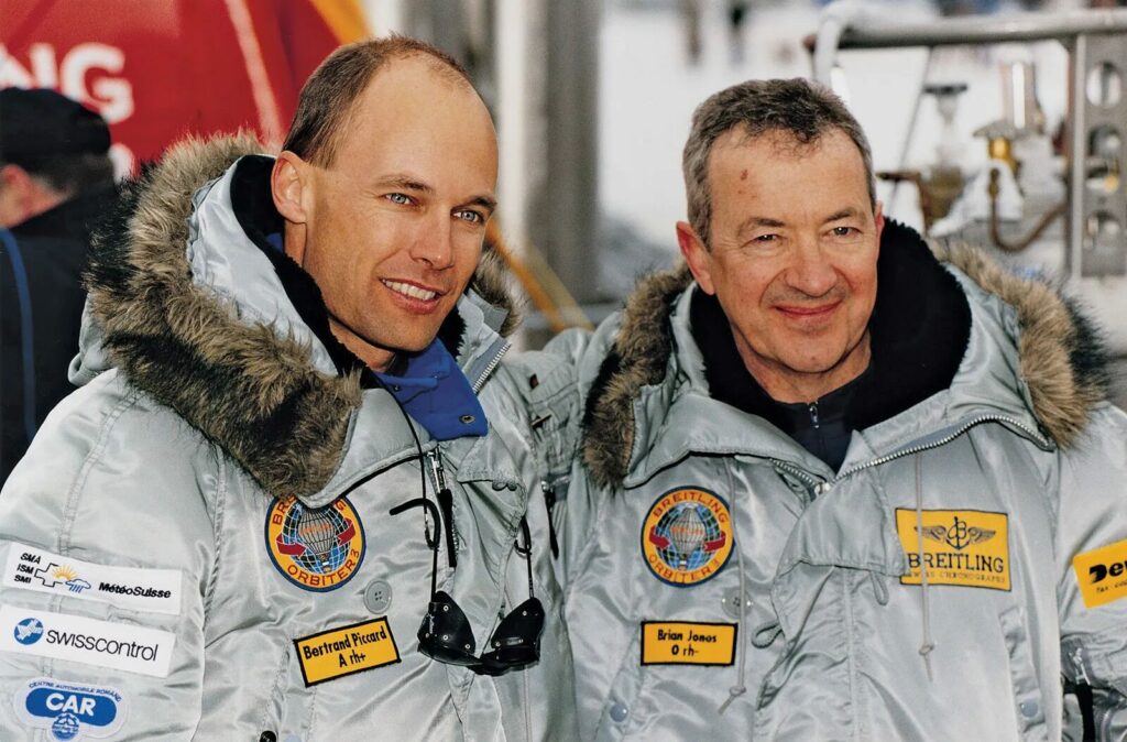 Bertrand Piccard and Brian Jones, both born in 1958, made history in 1999 by completing the first non-stop circumnavigation of the globe in a balloon, the Breitling Orbiter 3. Piccard, a Swiss psychiatrist and adventurer, and Jones, a British balloonist, embarked on their daring journey from Switzerland, traversing the Earth's surface in a helium-filled balloon.