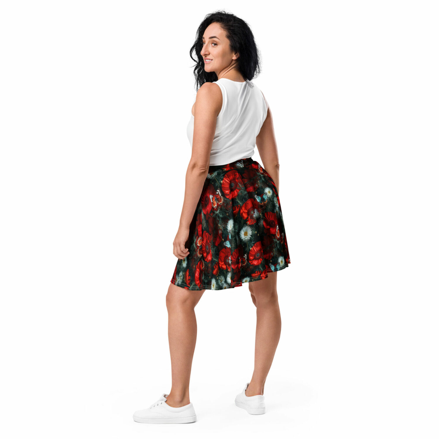 all over print skater skirt white back 6643ba639346c