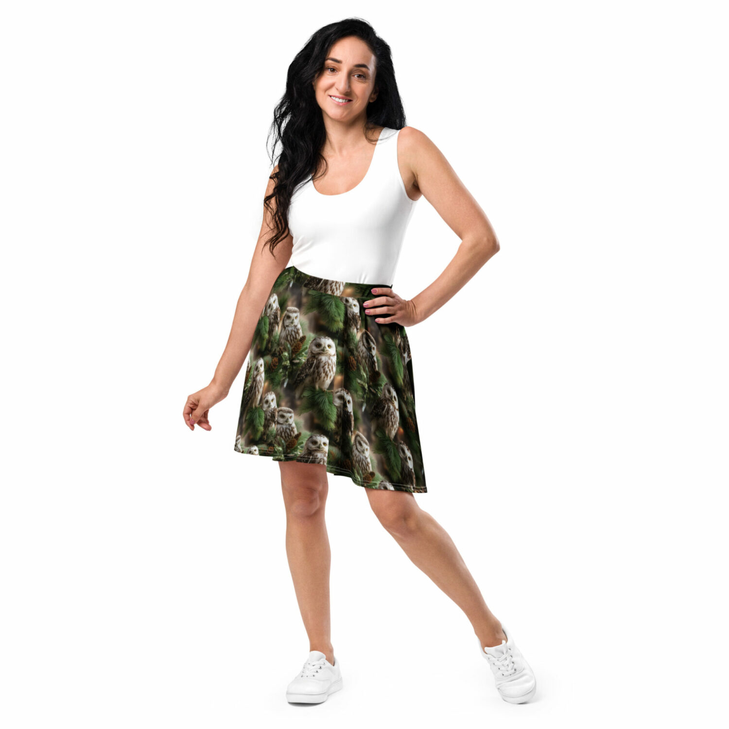 all over print skater skirt white front 6643aebba8d19