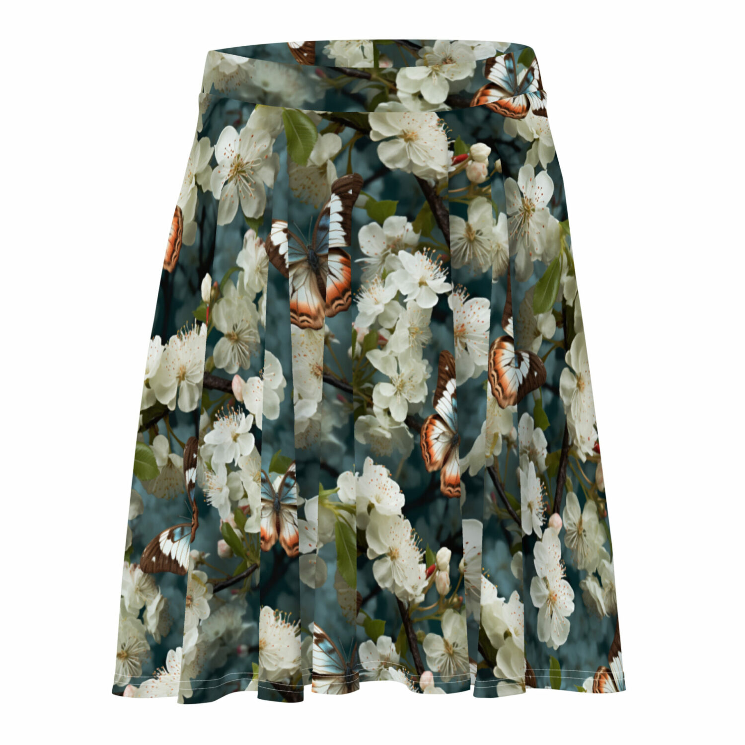 short skirt with butterflies on apple blossoms